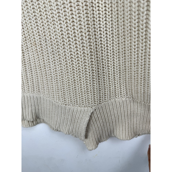 Zara Women's Beige Cozy Knit Stretch Oversized Cowl Neck Preppy Normcore Sweater - Picture 5 of 8